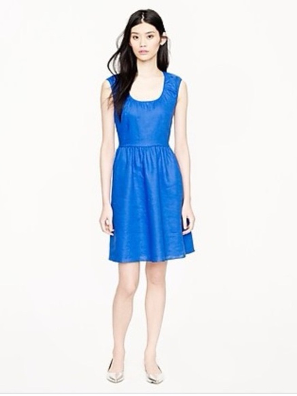 J. Crew Colbalt Blue Cotton Scoop Neck Sleeveless Midi Dress